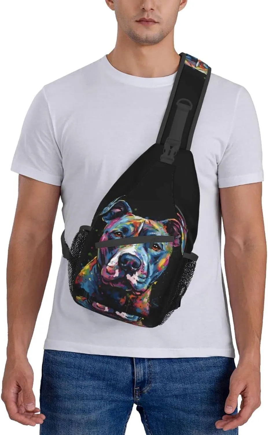 Pitbull Florescent Dog Outdoor Cross-body Shoulder Bag, Unisex Backpack For Women Men Young Hiking Travel