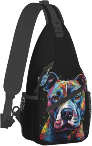 Pitbull Florescent Dog Outdoor Cross-body Shoulder Bag, Unisex Backpack For Women Men Young Hiking Travel