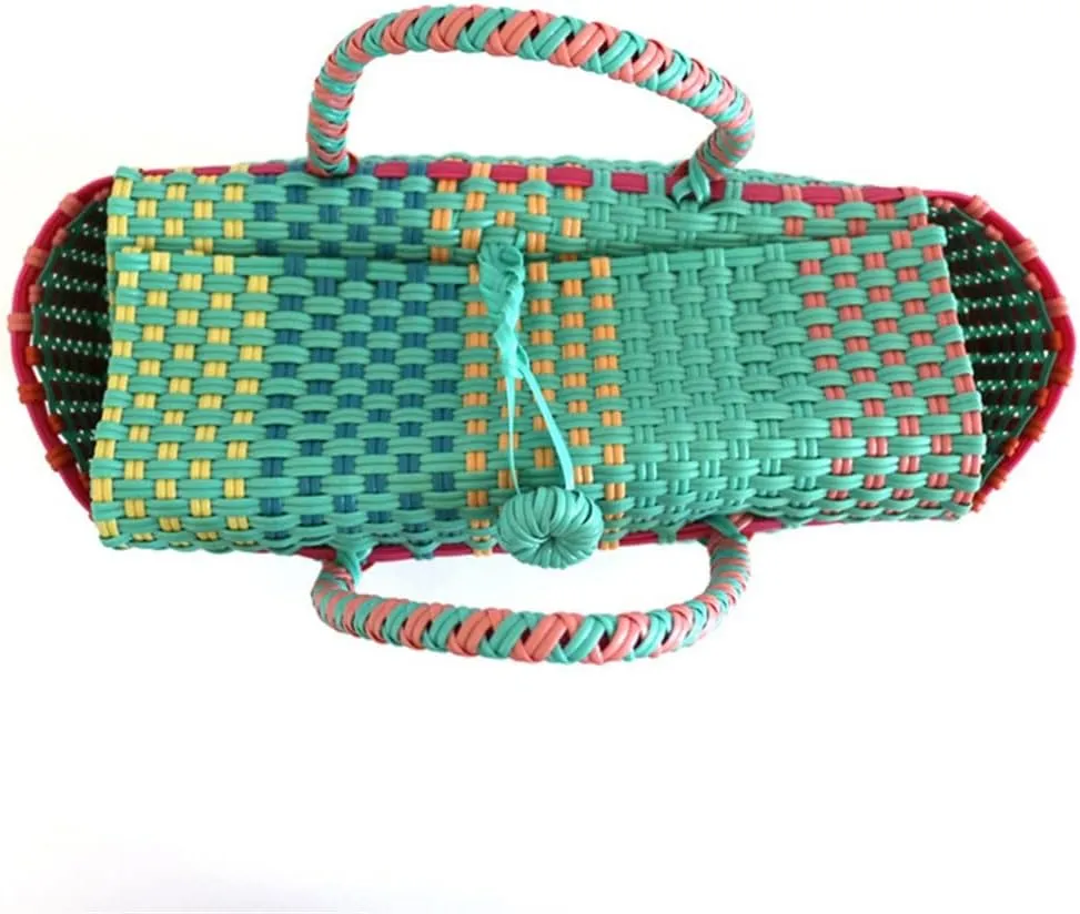 Plastic Woven Women Handbags Beach Bag Storage Basket Large Capacity Female Tote Bag Shopper Purse