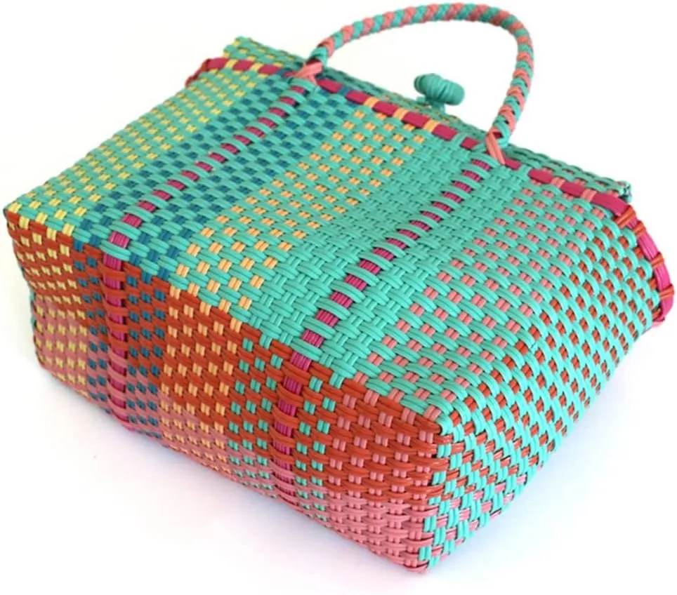 Plastic Woven Women Handbags Beach Bag Storage Basket Large Capacity Female Tote Bag Shopper Purse