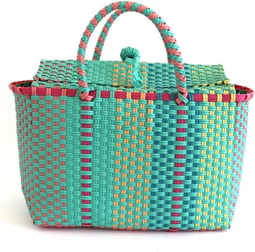 Plastic Woven Women Handbags Beach Bag Storage Basket Large Capacity Female Tote Bag Shopper Purse