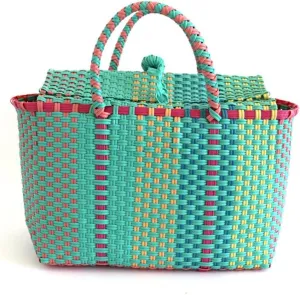 Plastic Woven Women Handbags Beach Bag Storage Basket Large Capacity Female Tote Bag Shopper Purse