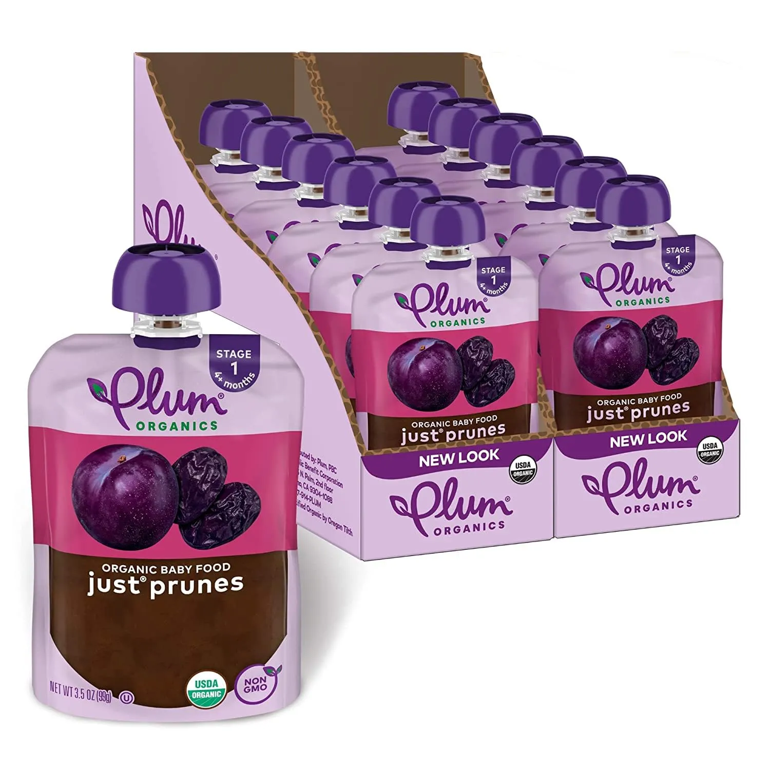 Plum Organics Stage 1 Organic Baby Food, Prune Puree, 3.5 Ounce Pouch (Pack of 12)