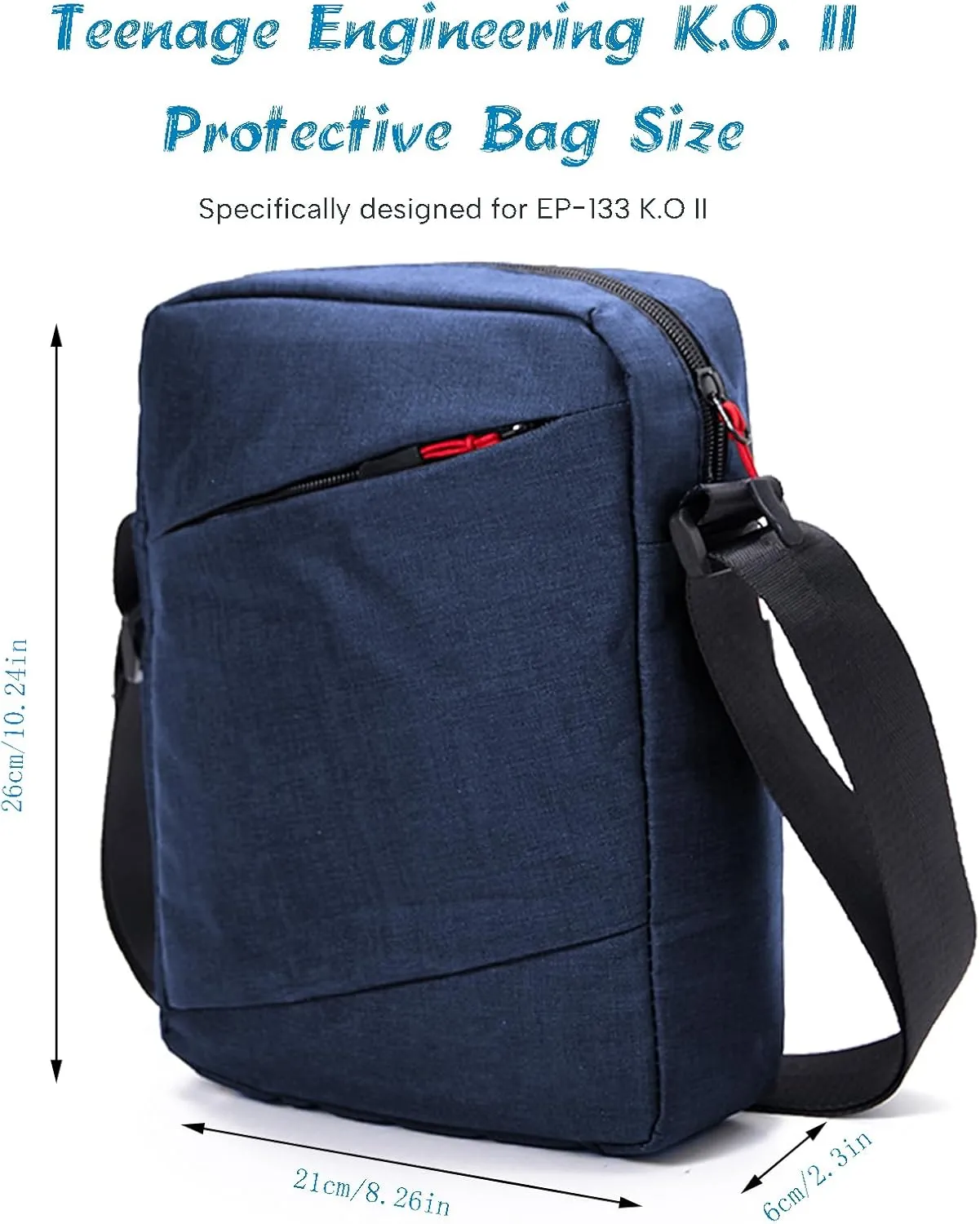 Pocket Operator Bag - Splashproof Crossbody Pouch Case for Teenage Engineering K.O. II Sampler EP-133 K.O II Sampler, Synthesizer and Drum Machine with Adjustable Strap (navy blue)