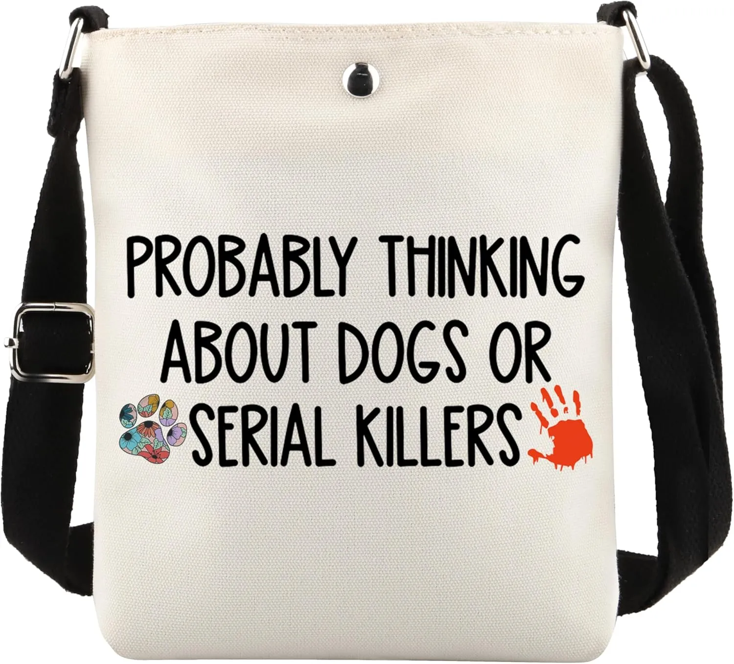 POFULL True Crime Lover Gift Probably Thinking About Dogs or Serial Killers Corssbody Bag Murder Gift