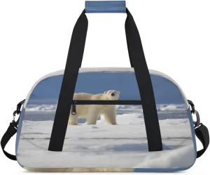 Polar Bear Gym Duffel Bag for Men Women Glacier Snow Sports Tote Bag with Adjustable Shoulder Strap for Dance Gymnastics Traveling Outdoor Camping Overnight Stay