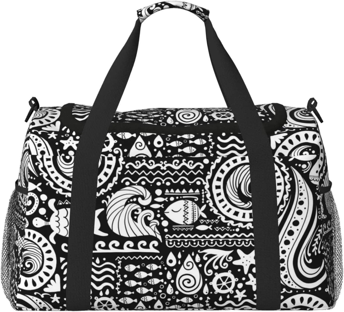 Polynesian Style Marine Tribal Travel Duffle Bag Carry On Duffle Bags For Womens & Mens Travel Overnight Bag Tote Bag Yoga Gym Bag