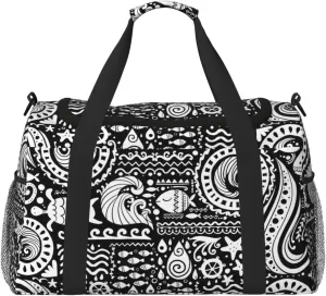 Polynesian Style Marine Tribal Travel Duffle Bag Carry On Duffle Bags For Womens & Mens Travel Overnight Bag Tote Bag Yoga Gym Bag