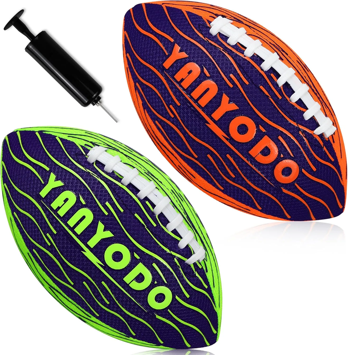 Pool Beach Water Football - 2 Pack Waterproof Football Great Grip for Swimming Pool Beach Lake Park Backyard Outdoor Play(Size3,Orange&Green)