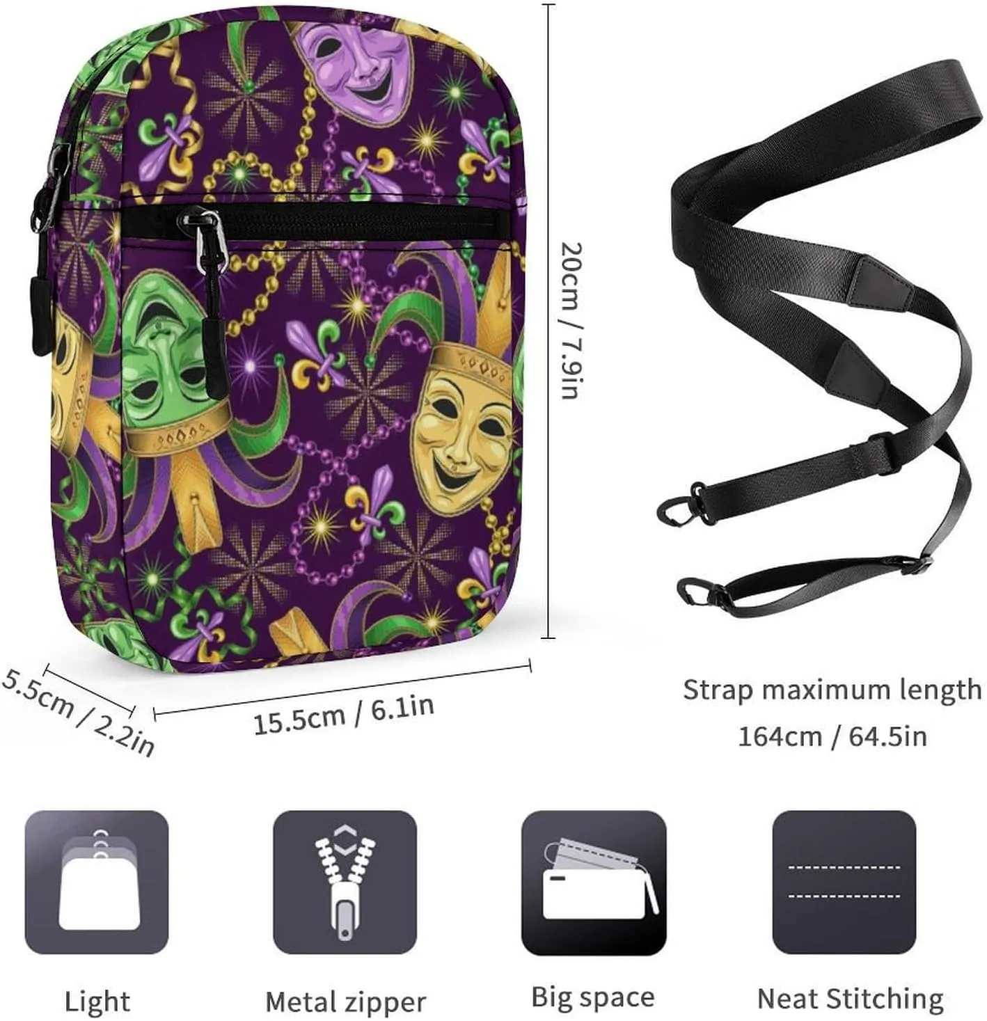 Portable Small Crossbody Bag for Women Men, Casual Mini Cell-phone Pouch Travel Shoulder Bag