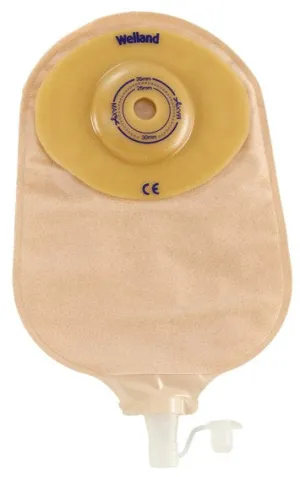 Premier One-Piece Urostomy Pouch, Pre-Cut Stoma Opening up to 1" (25mm), Beige 9" (23cm) - Box of 5