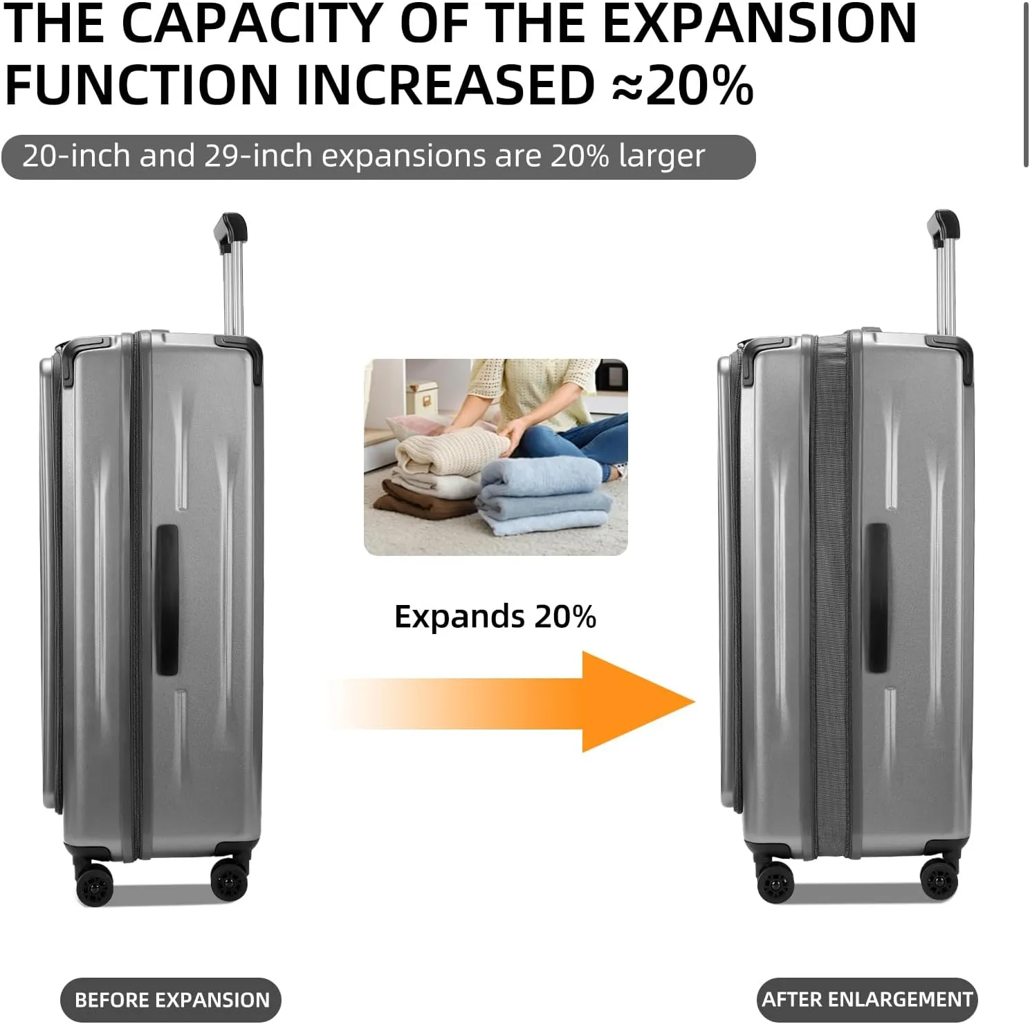 Premium Carry On Luggage, 20 Inch Top Opening Aluminum Frame Lightweight Airline Approved ABS PC Hard Shell Suitcases with Silent Wheels, TSA Lock, Front Pocket and Wet-dry Separated Six-piece Set
