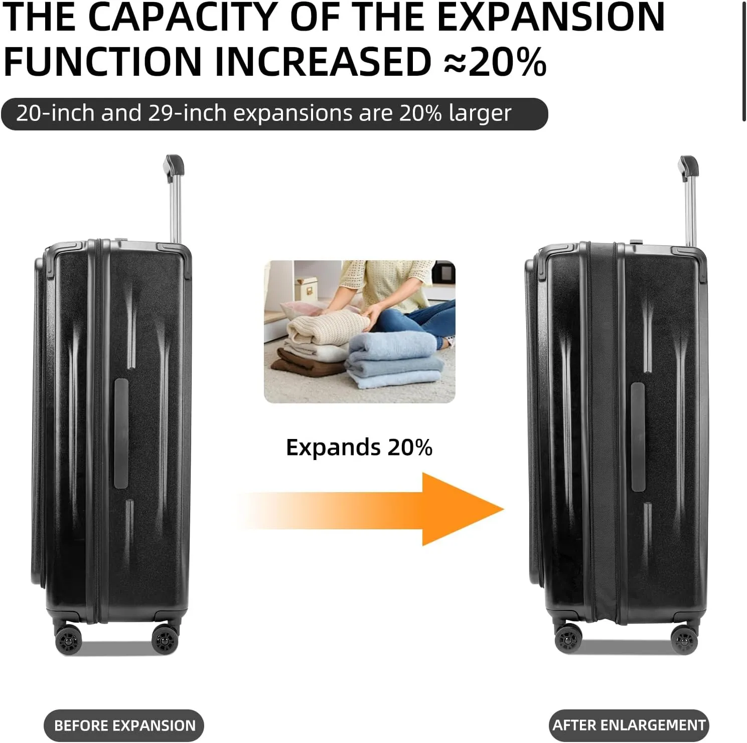 Premium Carry On Luggage, 20 Inch Top Opening Aluminum Frame Lightweight Airline Approved ABS PC Hard Shell Suitcases with Silent Wheels, TSA Lock, Front Pocket and Wet-dry Separated Six-piece Set