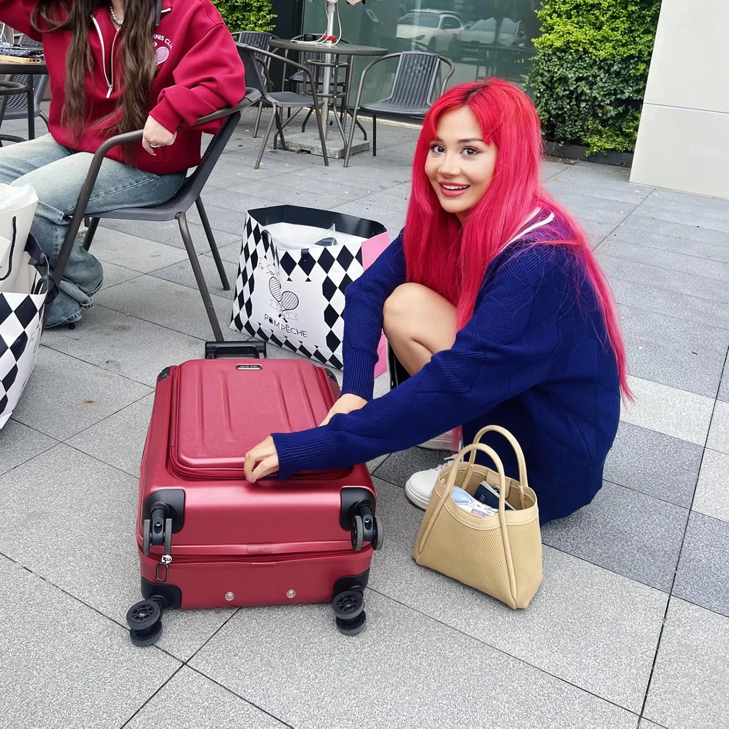 Premium Carry On Luggage, 20 Inch Top Opening Aluminum Frame Lightweight Airline Approved ABS PC Hard Shell Suitcases with Silent Wheels, TSA Lock, Front Pocket and Wet-dry Separated Six-piece Set