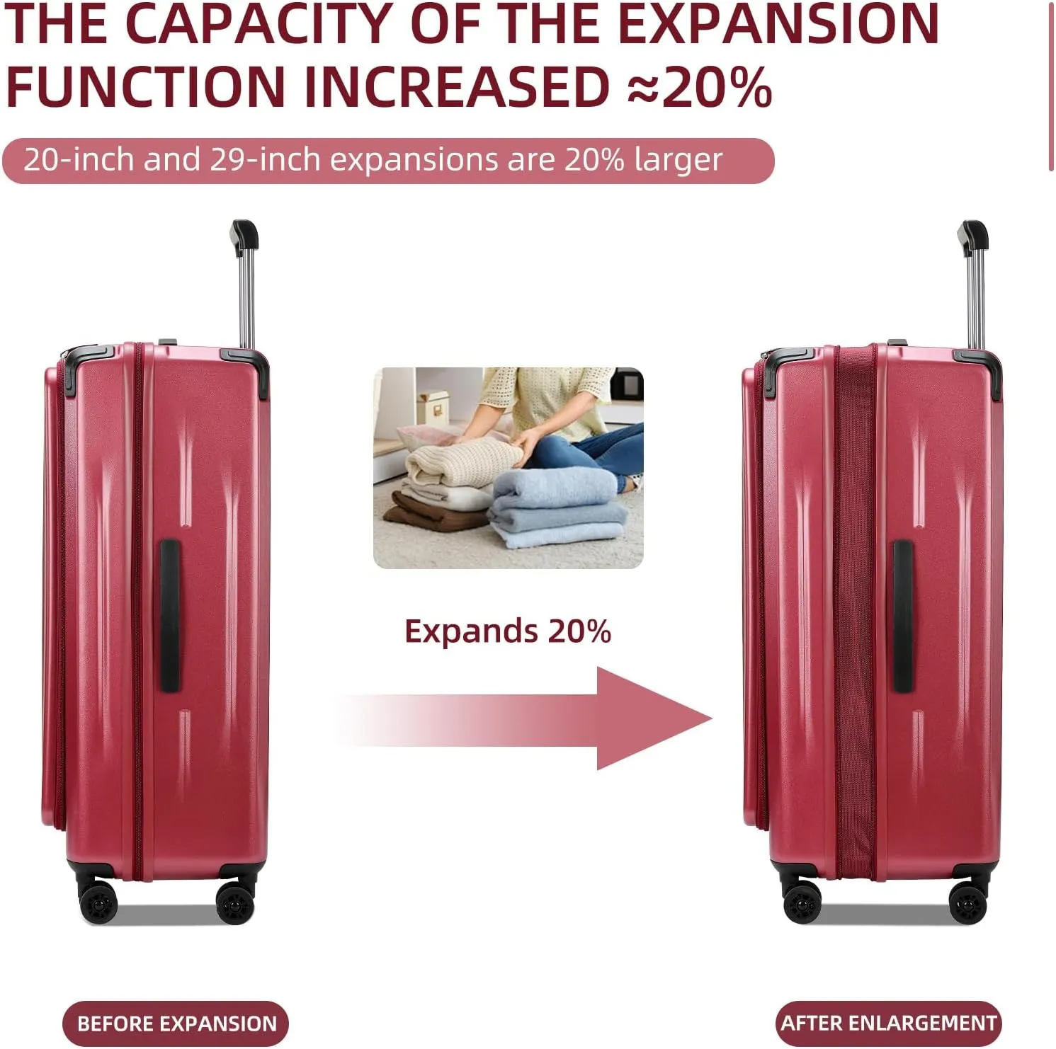 Premium Carry On Luggage, 20 Inch Top Opening Aluminum Frame Lightweight Airline Approved ABS PC Hard Shell Suitcases with Silent Wheels, TSA Lock, Front Pocket and Wet-dry Separated Six-piece Set