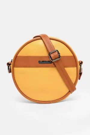 Premium Color Block Round Sling Bag for Women( Mustard )