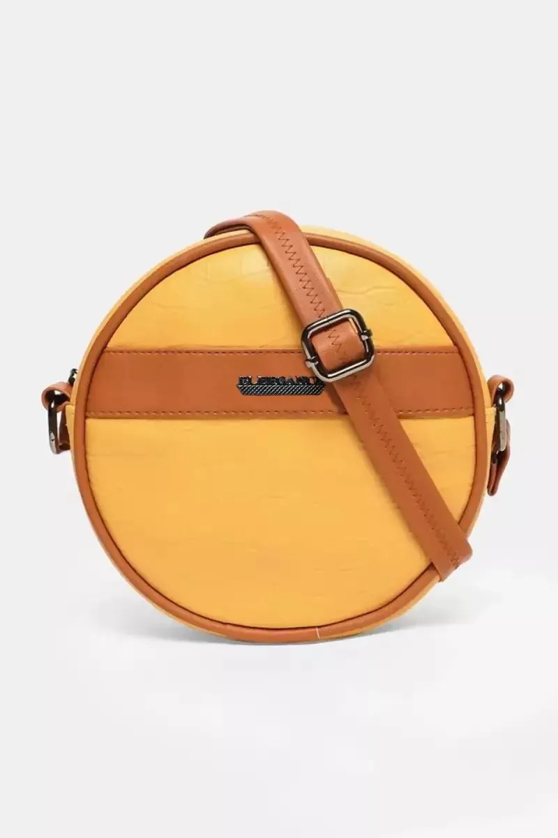 Premium Color Block Round Sling Bag for Women( Mustard )