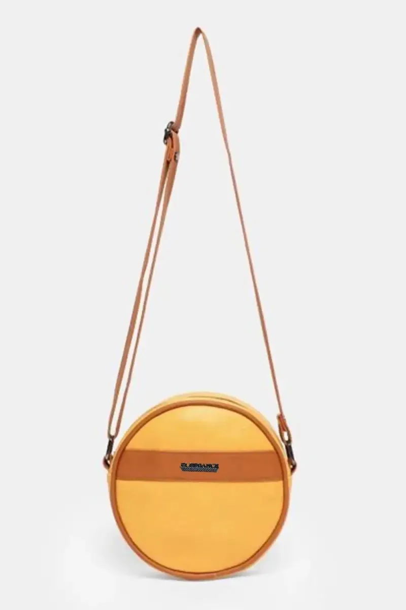 Premium Color Block Round Sling Bag for Women( Mustard )