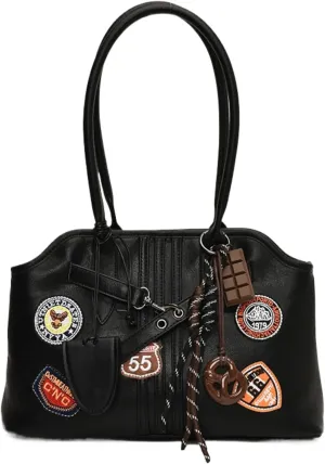 Preppy Large Cute Purse Y2k Streetwear City Bowling Bags Trendy Women's Leather Tote Bag