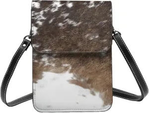 Primitive Cowboy Cowhide Western Brown Turquoise Small Cross Body Bags For Women, Leather Cell Phone Purse With Adjustable Strap