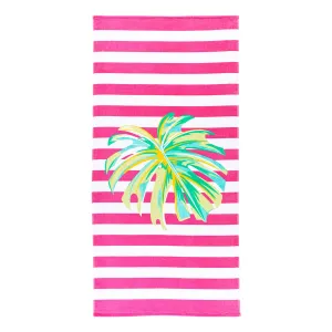 Printed Beach Towel in Palm Stripe