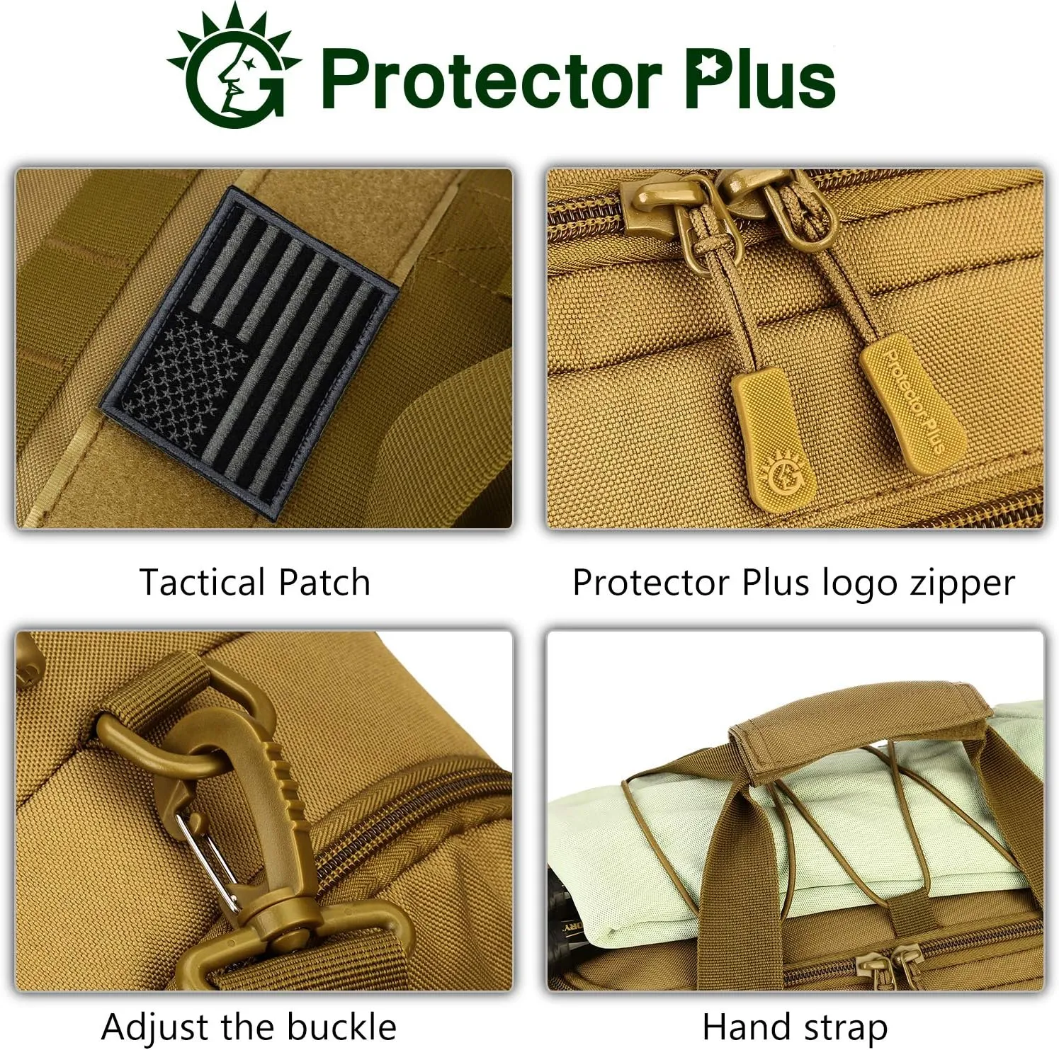 Protector Plus Tactical Duffle Bag Men Sports Gym Backpack Military MOLLE Luggage Suitcase Travel Camping Outdoor Rucksack (Rain Cover & Patch Included), Black, 35L