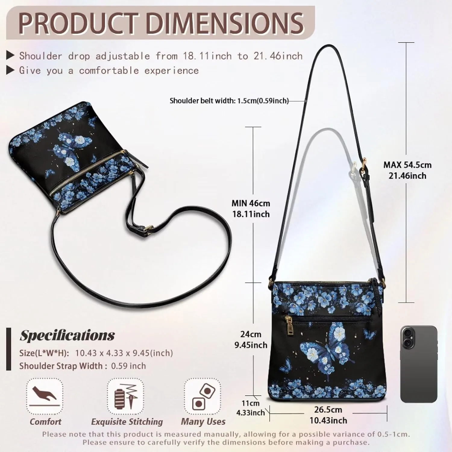 PU Crossbody Bags for Women Large Multiple Pockets Bag Fashion Sling Hobo Bag with Zipper for Working Shopping