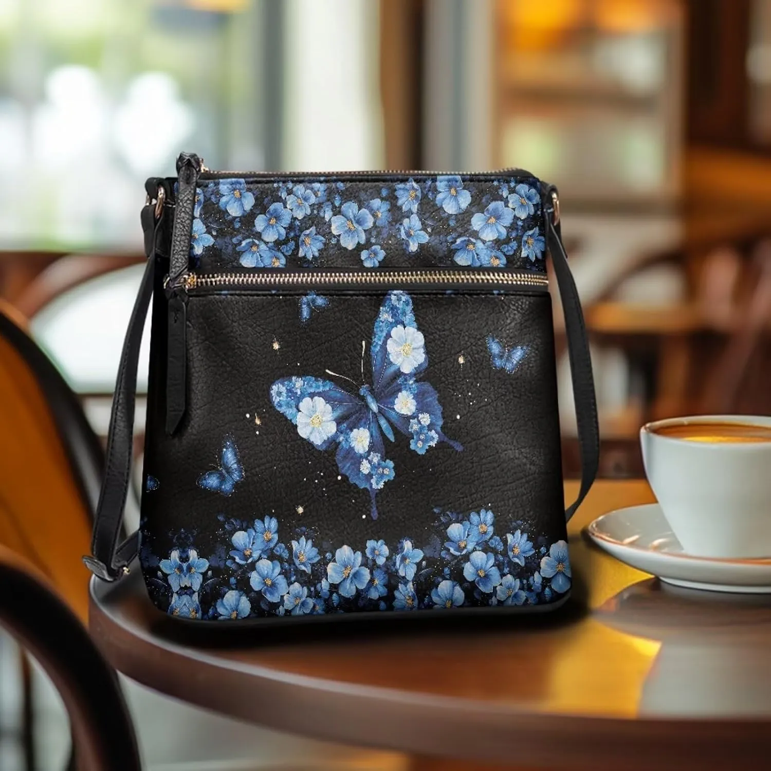 PU Crossbody Bags for Women Large Multiple Pockets Bag Fashion Sling Hobo Bag with Zipper for Working Shopping