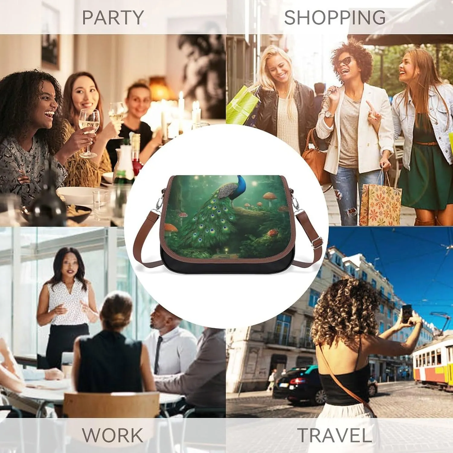 PU Leather Small Crossbody Bag, Waterproof Shoulder Bag Travel Cellphone Purse Handbag