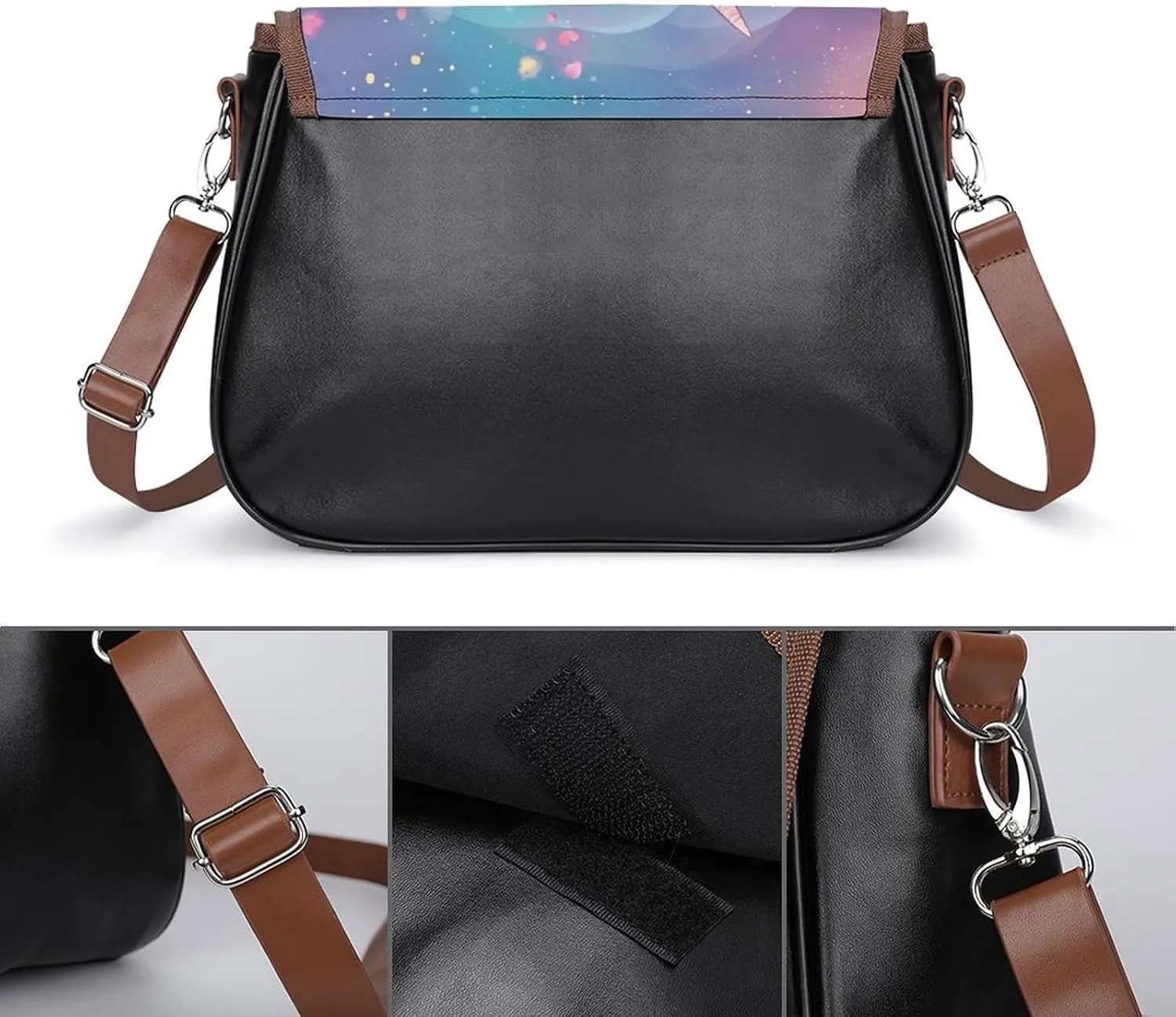 PU Leather Small Crossbody Bag, Waterproof Shoulder Bag Travel Cellphone Purse Handbag