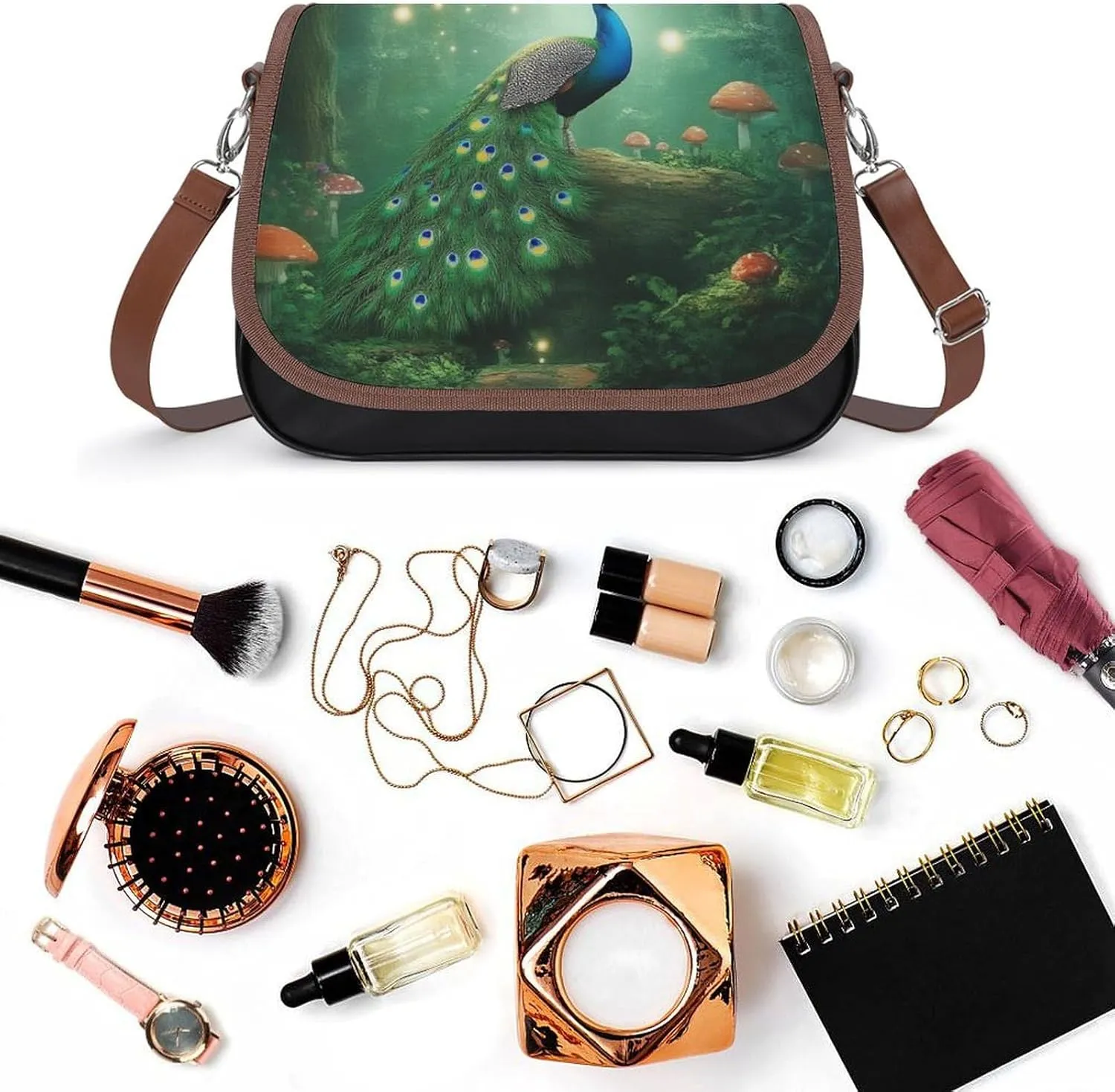 PU Leather Small Crossbody Bag, Waterproof Shoulder Bag Travel Cellphone Purse Handbag