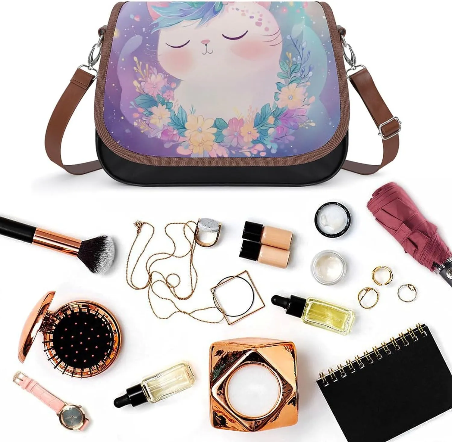 PU Leather Small Crossbody Bag, Waterproof Shoulder Bag Travel Cellphone Purse Handbag