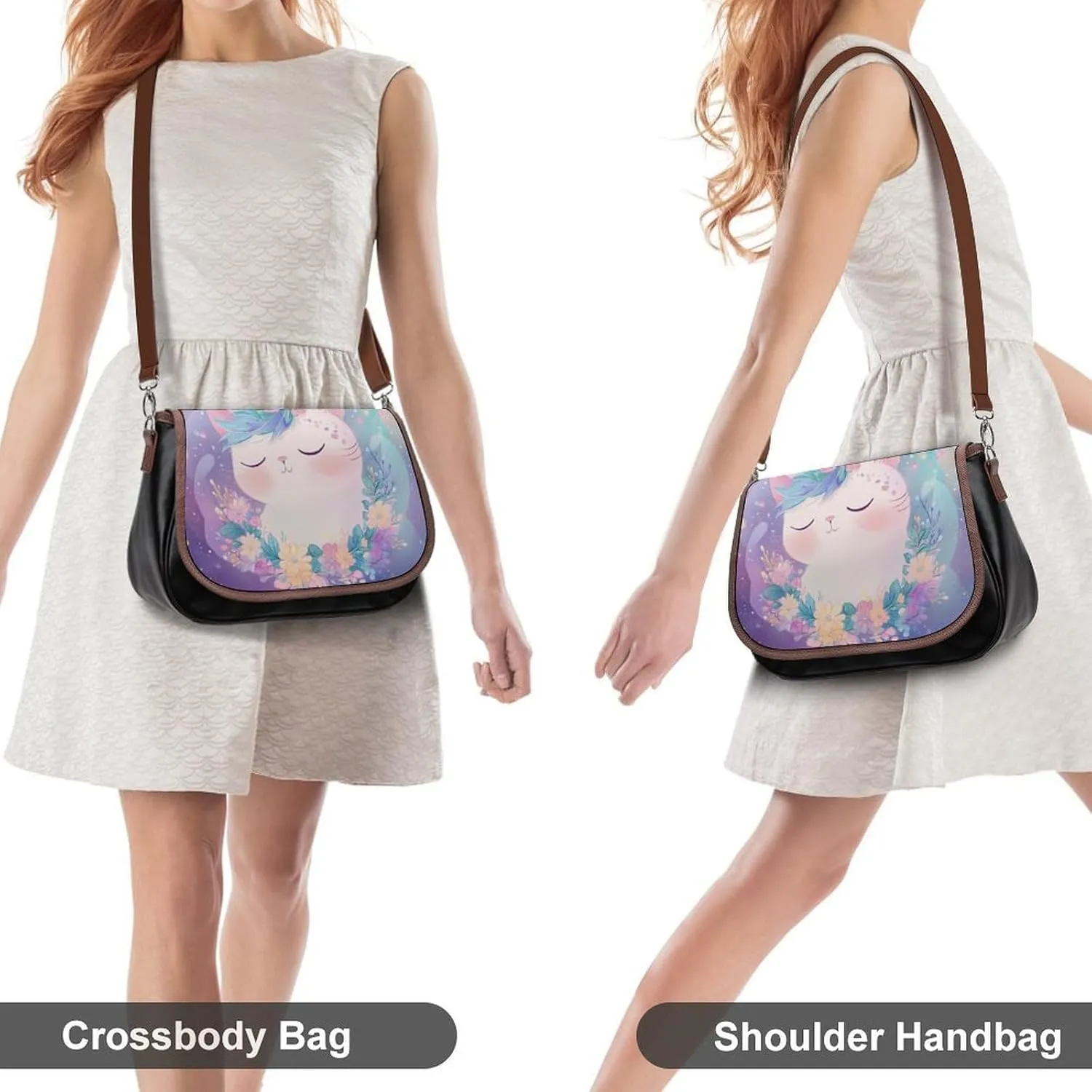 PU Leather Small Crossbody Bag, Waterproof Shoulder Bag Travel Cellphone Purse Handbag