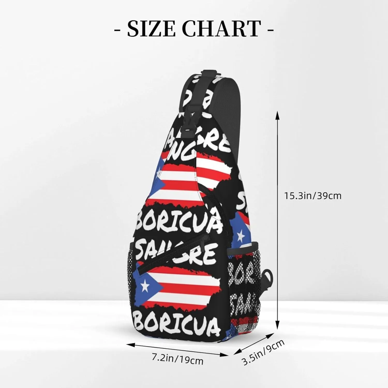 Puerto Rican Sangre Boricua Flag Chest Sling Bag Crossbody Shoulder Backpack Bag Gym Cycling Travel Hiking Daypack Cross Bag
