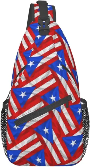 Puerto Rico Flag Sling Bag, Fashion Crossbody Backpack Shoulder Chest Bag for Men Women Hiking Travel