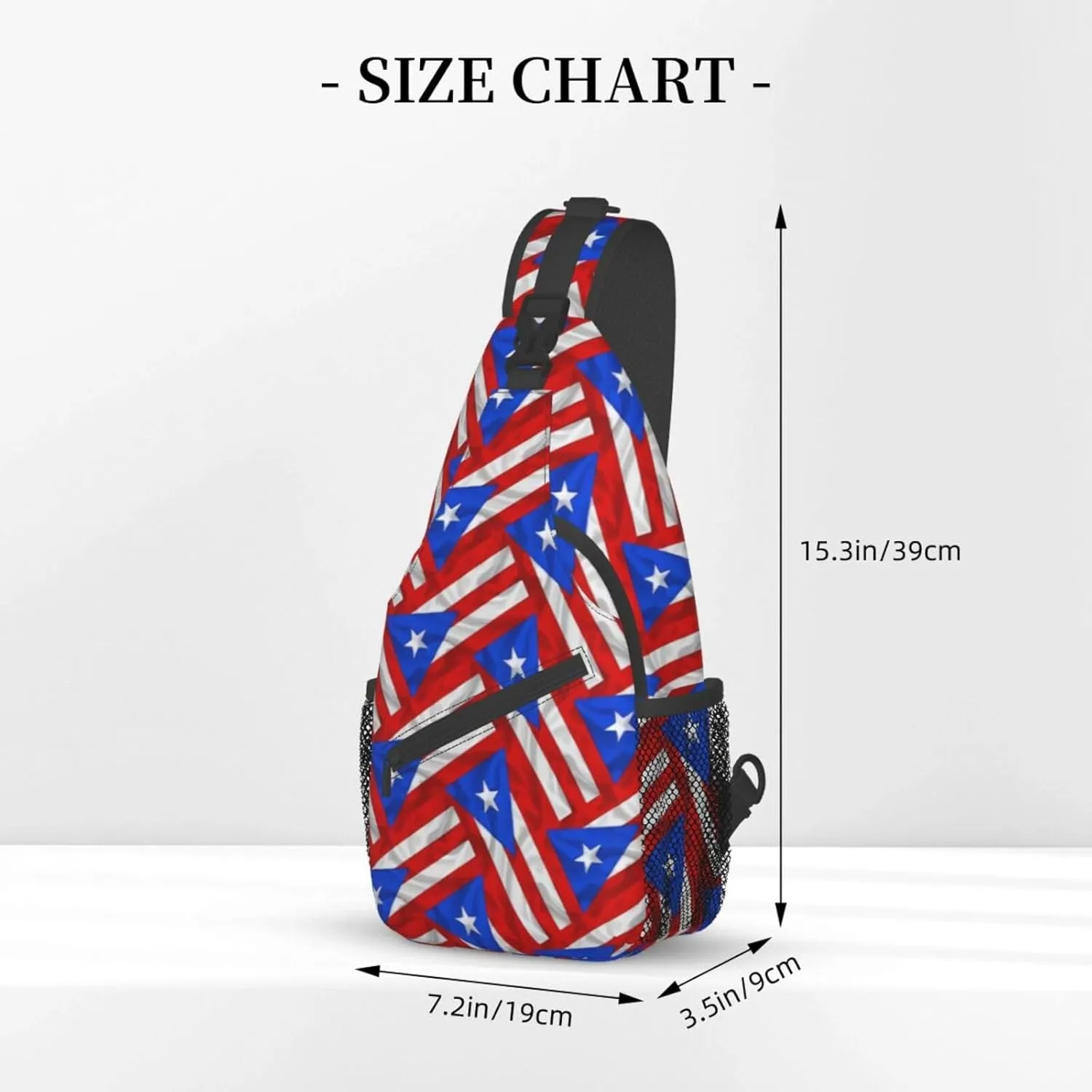 Puerto Rico Flag Sling Bag, Fashion Crossbody Backpack Shoulder Chest Bag for Men Women Hiking Travel