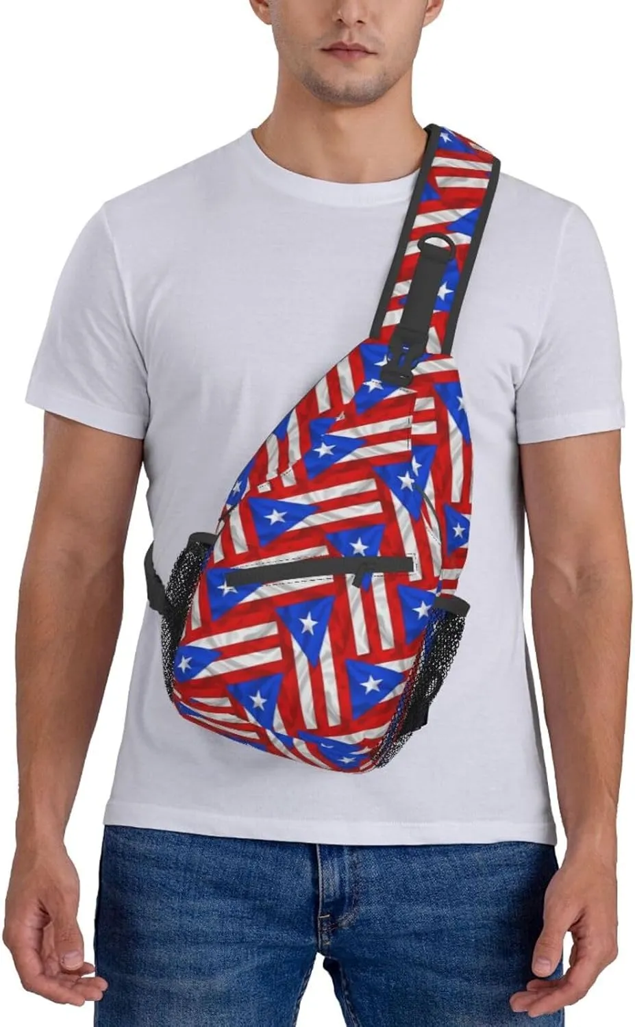 Puerto Rico Flag Sling Bag, Fashion Crossbody Backpack Shoulder Chest Bag for Men Women Hiking Travel