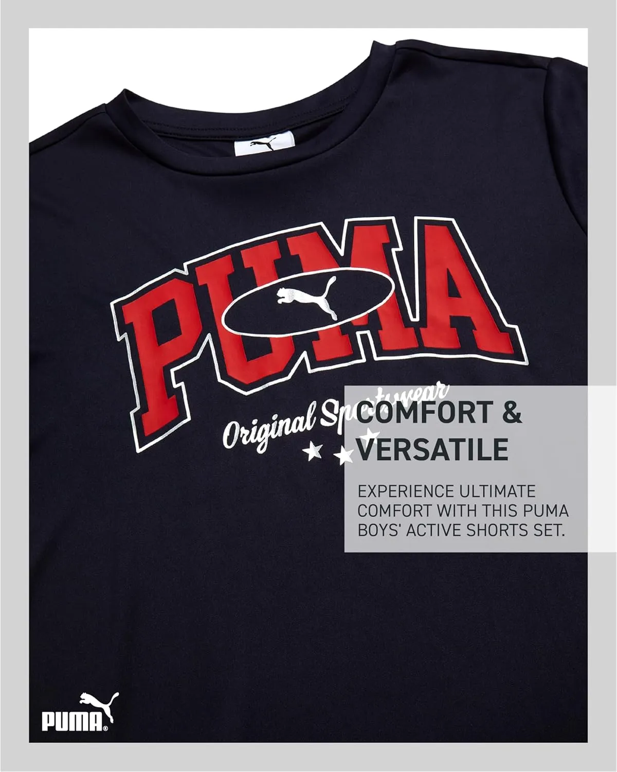 PUMA Boys' Active Shorts Set - 3 Piece Performance T-Shirt, Dry Fit Tank Top, and Gym Shorts - Activewear Set for Boys (4-16)