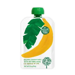 Pumpkin Tree Organics Fruit Snack Pouch, Banana   Fiber   a Squeeze of Lime, 3.5 oz. (Pack of 10)