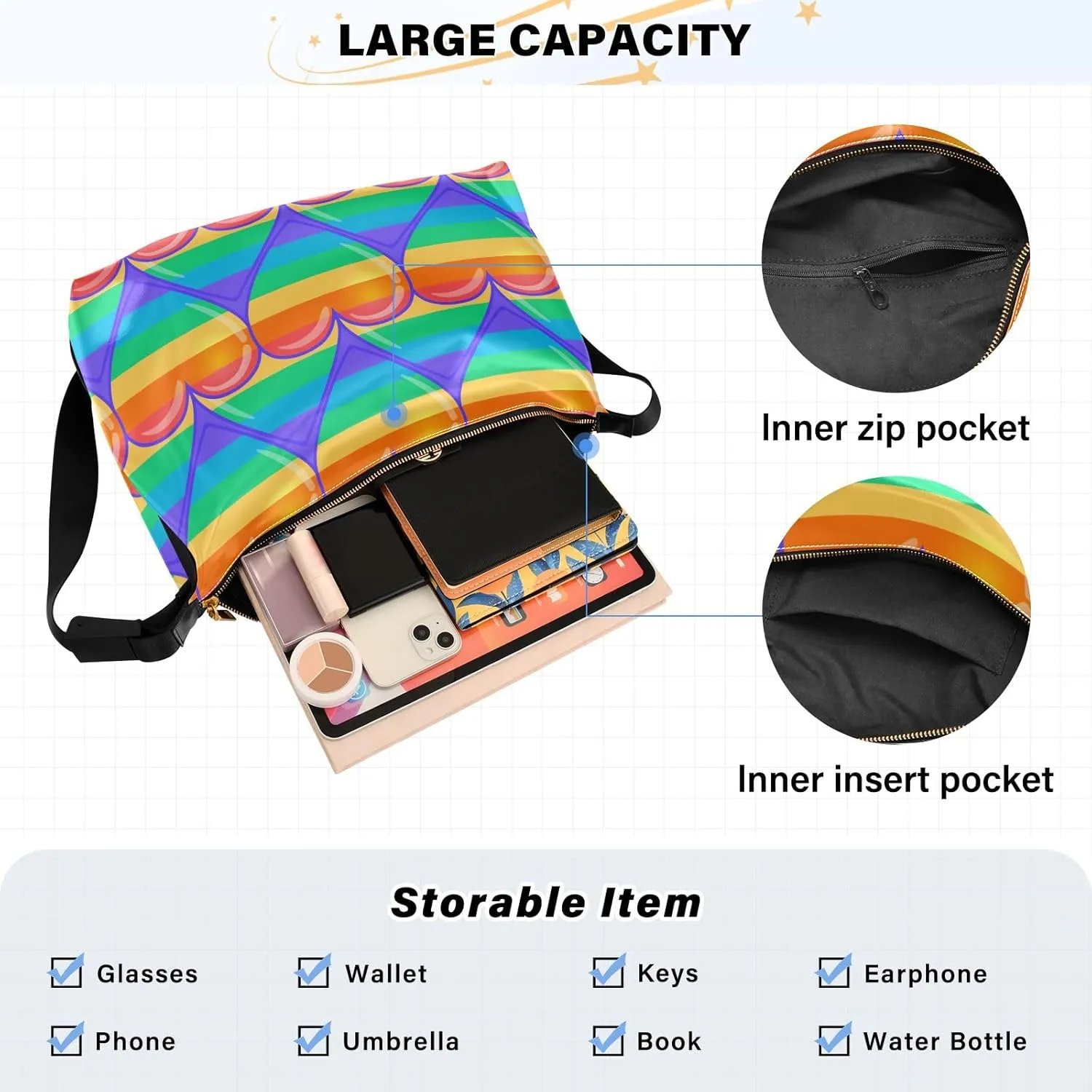 Purple Angrey Sea Animal Shoulder Bag for Women Man PU Leather Crossbody Bag with Adjustable Strap