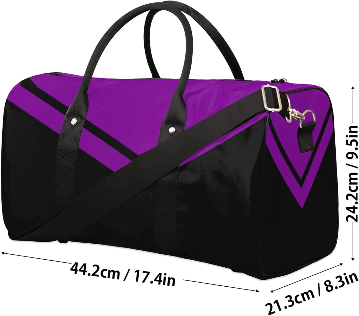 Purple Black Cheer Travel Duffle Bag for Women Men, Carry On Overnight Bag, Weekend Travel Duffel Tote Bags for Trips Sport Hospital