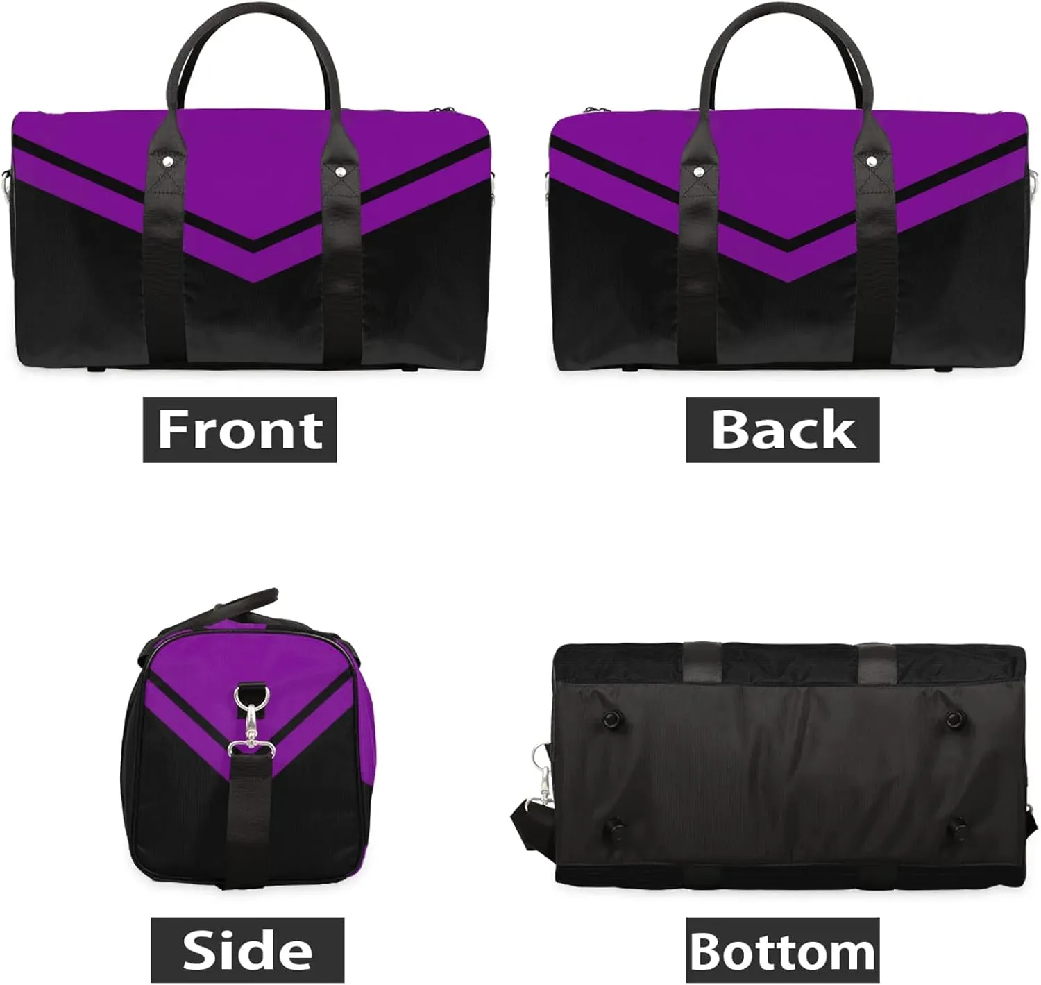 Purple Black Cheer Travel Duffle Bag for Women Men, Carry On Overnight Bag, Weekend Travel Duffel Tote Bags for Trips Sport Hospital