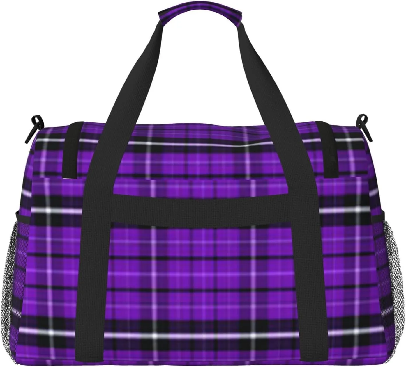 Purple Black Stripes Travel Duffel Bag Large Foldable Waterproof Overnight Bag For Beach Swim Bags Pool Sports Gym