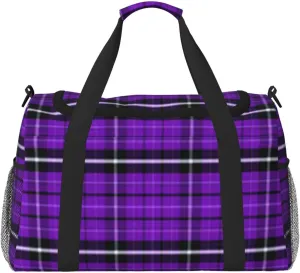 Purple Black Stripes Travel Duffel Bag Large Foldable Waterproof Overnight Bag For Beach Swim Bags Pool Sports Gym