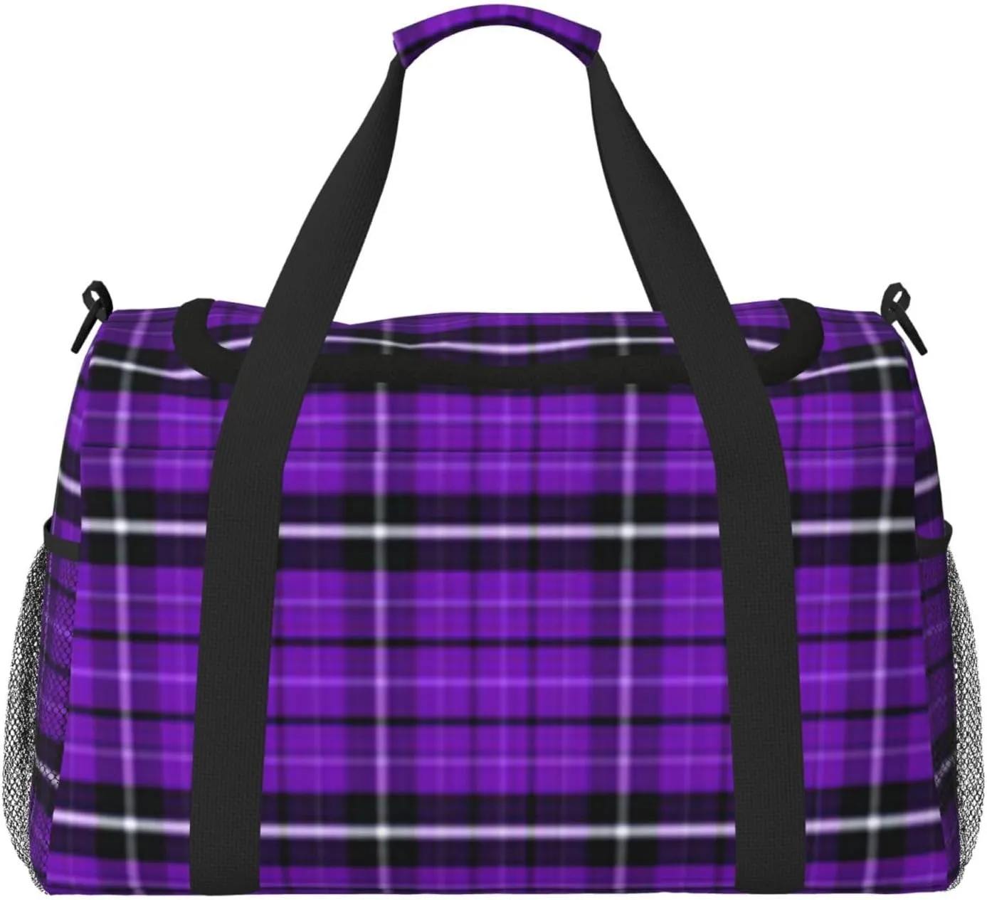 Purple Black Stripes Travel Duffel Bag Large Foldable Waterproof Overnight Bag For Beach Swim Bags Pool Sports Gym