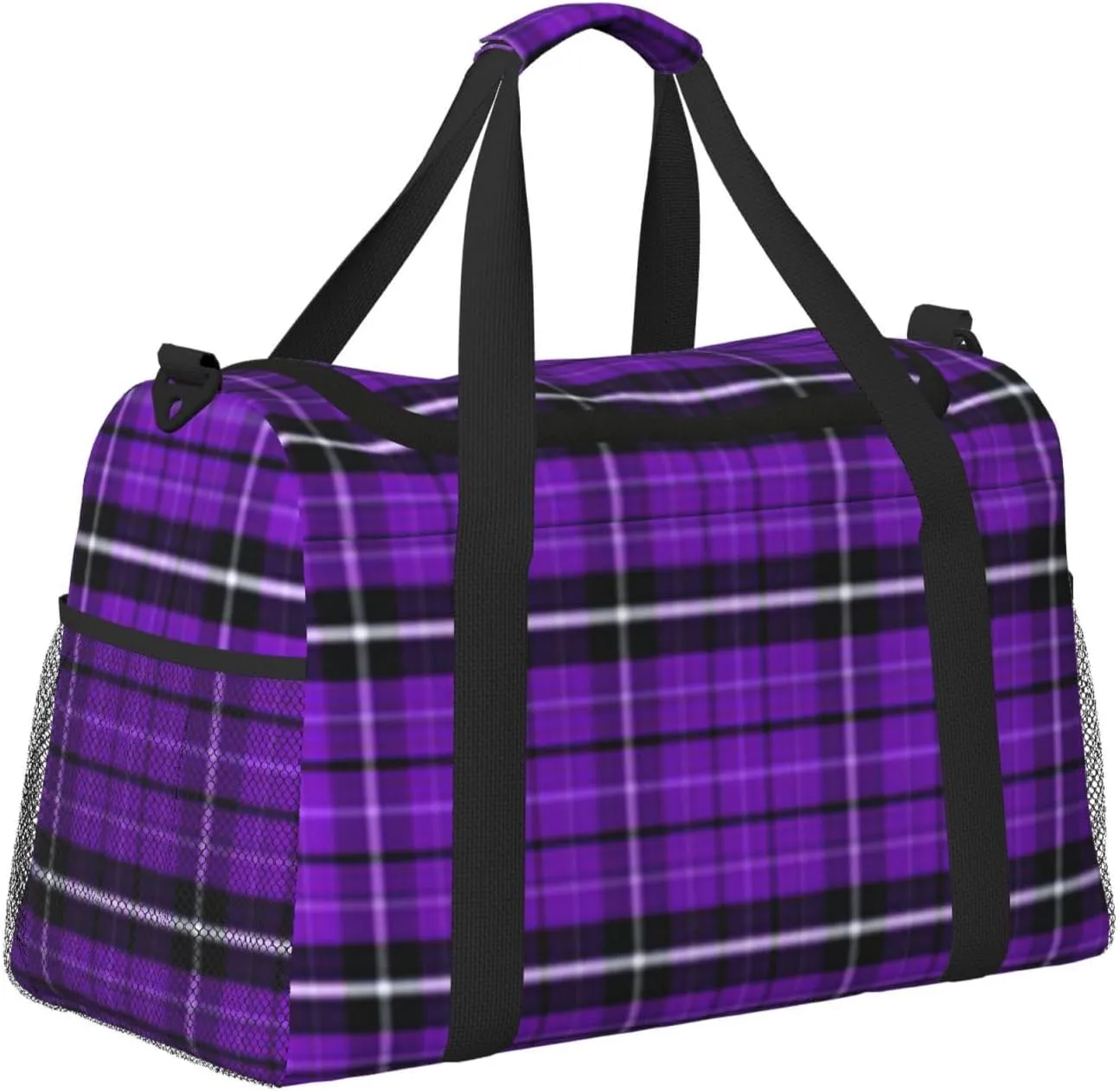 Purple Black Stripes Travel Duffel Bag Large Foldable Waterproof Overnight Bag For Beach Swim Bags Pool Sports Gym