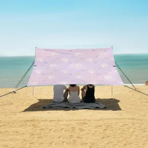 Purple Mermaid Scale Pearl Beach Canopy Tent Anti-UV & Wind Resistant, Sea Atsrs Camping Sun Shelter Easy Setup Portable,Outdoor Shade Tents with Sandbags,Sand Shovels,Ground Pegs & Stability Po