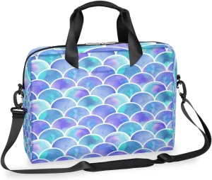 Purple Turquoise Mermaid Scale Laptop Bag 15-16 Inch Laptop Case for Women Men Shoulder Messenger Bag Computer Briefcase for Business, Office, College, Travel Laptop Bag