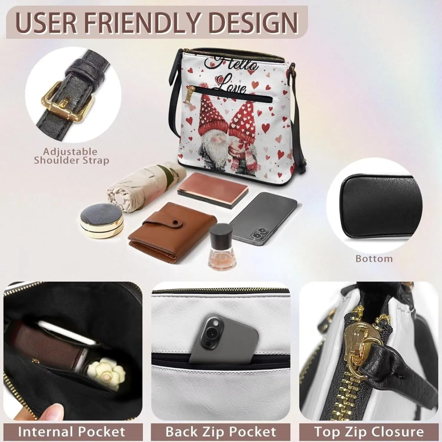 Purses for Women Shoulder Bag Trendy Large Capacity with Zipper Leather Purse Cross Body Handbag