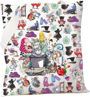 PXTIDY Cartoon Themed Tote Bag Cartoon Adventures in Tote Handbag Tea Party Gifts
